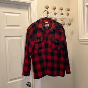 Humphrey - Vintage Wool Plaid Jacket - Black / Red - XL